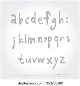 Alphabet & number / Hand drawn calligraphy - vector