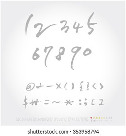 Alphabet & number / Hand drawn calligraphy - vector