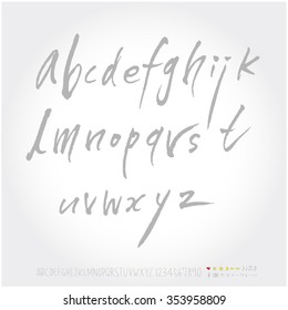 Alphabet & number / Hand drawn calligraphy - vector