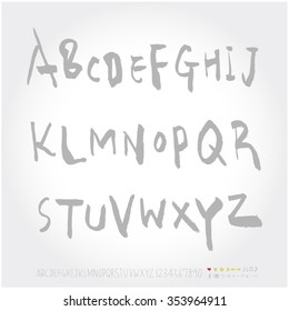 Alphabet & number / Hand drawn calligraphy - vector