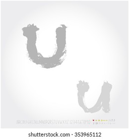 Alphabet & number / Hand drawn calligraphy - vector