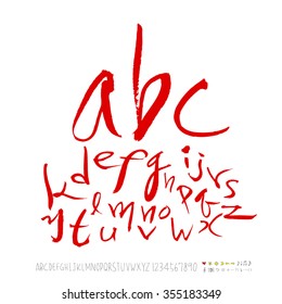 Alphabet & number / Hand drawn calligraphy - vector