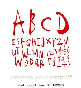 Alphabet & number / Hand drawn calligraphy - vector