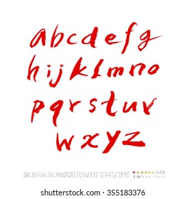 Alphabet & number / Hand drawn calligraphy - vector