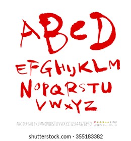 Alphabet & number / Hand drawn calligraphy - vector