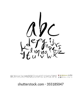 Alphabet & number / Hand drawn calligraphy - vector