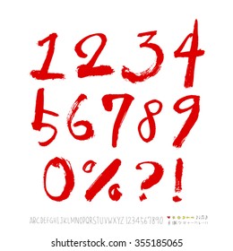 Alphabet & number / Hand drawn calligraphy - vector
