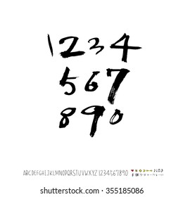 Alphabet & number / Hand drawn calligraphy - vector
