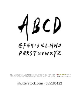 Alphabet & number / Hand drawn calligraphy - vector