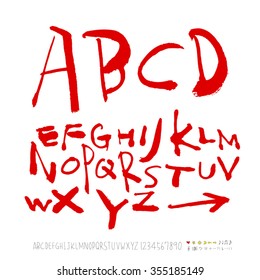 Alphabet & number / Hand drawn calligraphy - vector