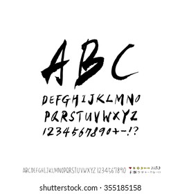 Alphabet & number / Hand drawn calligraphy - vector