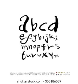 Alphabet & number / Hand drawn calligraphy - vector