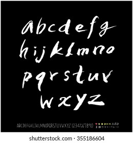 Alphabet & number / Hand drawn calligraphy - vector