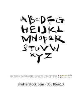 Alphabet & number / Hand drawn calligraphy - vector