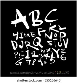 Alphabet & number / Hand drawn calligraphy - vector