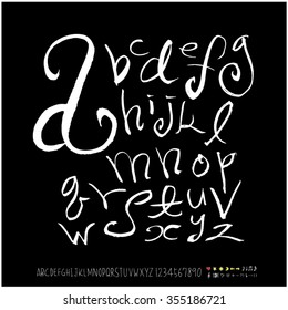 Alphabet & number / Hand drawn calligraphy - vector
