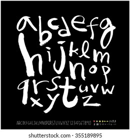 Alphabet & number / Hand drawn calligraphy - vector