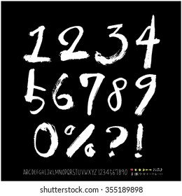 Alphabet & number / Hand drawn calligraphy - vector