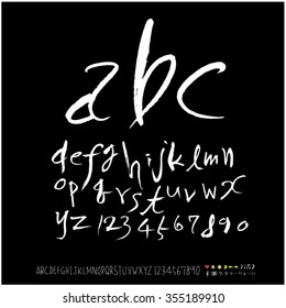 Alphabet & number / Hand drawn calligraphy - vector