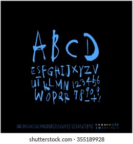Alphabet & number / Hand drawn calligraphy - vector