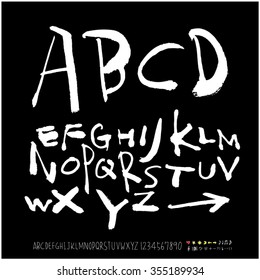 Alphabet & number / Hand drawn calligraphy - vector