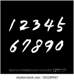 Alphabet & number / Hand drawn calligraphy - vector