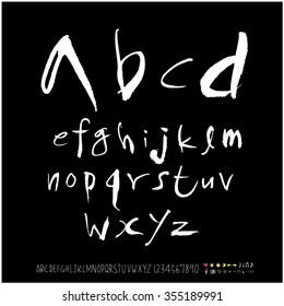 Alphabet & number / Hand drawn calligraphy - vector