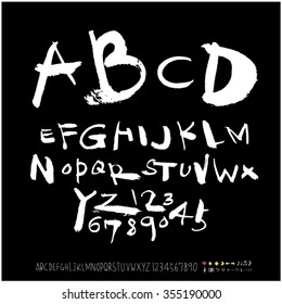 Alphabet & number / Hand drawn calligraphy - vector