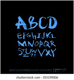 Alphabet & number / Hand drawn calligraphy - vector