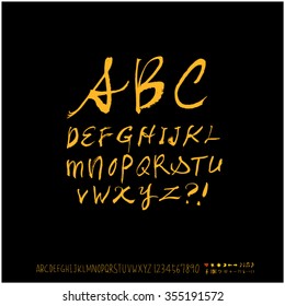 Alphabet & number / Hand drawn calligraphy - vector