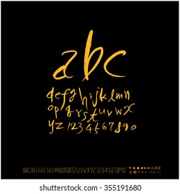 Alphabet & number / Hand drawn calligraphy - vector