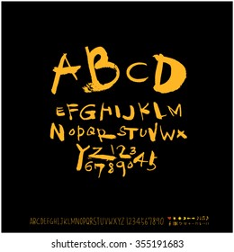 Alphabet & number / Hand drawn calligraphy - vector