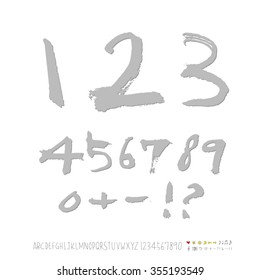 Alphabet & number / Hand drawn calligraphy - vector