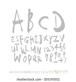 Alphabet & number / Hand drawn calligraphy - vector