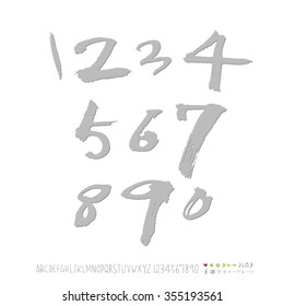Alphabet & number / Hand drawn calligraphy - vector