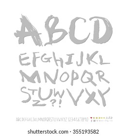 Alphabet & number / Hand drawn calligraphy - vector