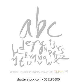Alphabet & number / Hand drawn calligraphy - vector