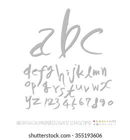 Alphabet & number / Hand drawn calligraphy - vector
