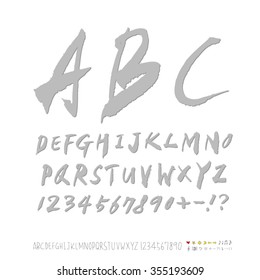 Alphabet & number / Hand drawn calligraphy - vector