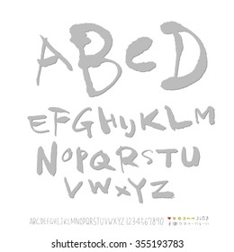 Alphabet & number / Hand drawn calligraphy - vector