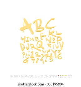 Alphabet & number / Hand drawn calligraphy - vector