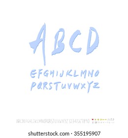 Alphabet & number / Hand drawn calligraphy - vector