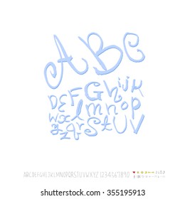 Alphabet & number / Hand drawn calligraphy - vector