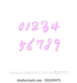 Alphabet & number / Hand drawn calligraphy - vector