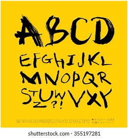 Alphabet & number / Hand drawn calligraphy - vector