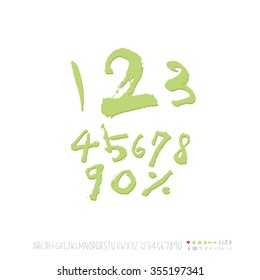 Alphabet & number / Hand drawn calligraphy - vector