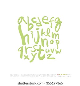 Alphabet & number / Hand drawn calligraphy - vector