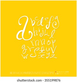 Alphabet & number / Hand drawn calligraphy - vector