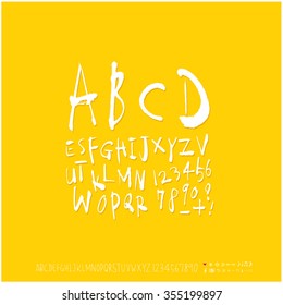 Alphabet & number / Hand drawn calligraphy - vector