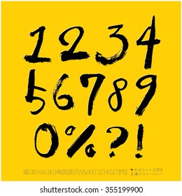 Alphabet & number / Hand drawn calligraphy - vector
